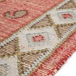 Farah Kilim Deep Red and Multi-Tone – Diamond Motif Traditional Series Handwoven Flat-Weave Rug -Daals Store KI FARAH RUG KILIM detail2