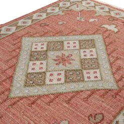 Farah Kilim Deep Red and Multi-Tone – Diamond Motif Traditional Series Handwoven Flat-Weave Rug -Daals Store KI FARAH RUG KILIM detail3