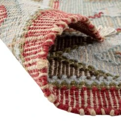 Farah Kilim Deep Red and Multi-Tone – Diamond Motif Traditional Series Handwoven Flat-Weave Rug -Daals Store KI FARAH RUG KILIM detail6