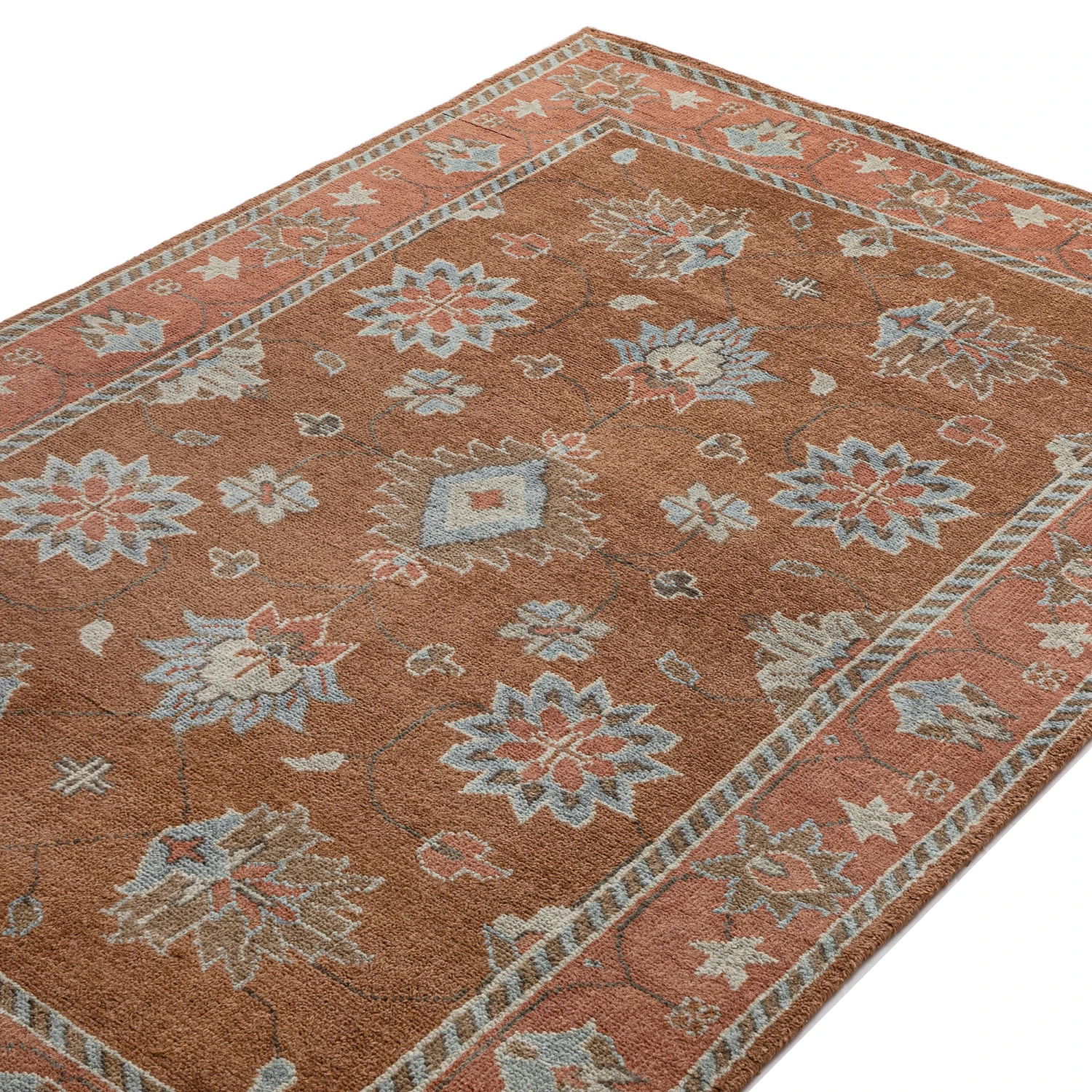 Premium Hand-Knotted Heritage Collection Florentine Rose New Zealand Wool Rug 2 Premium Hand-Knotted Heritage Collection Florentine Rose New Zealand Wool Rug - Image 2