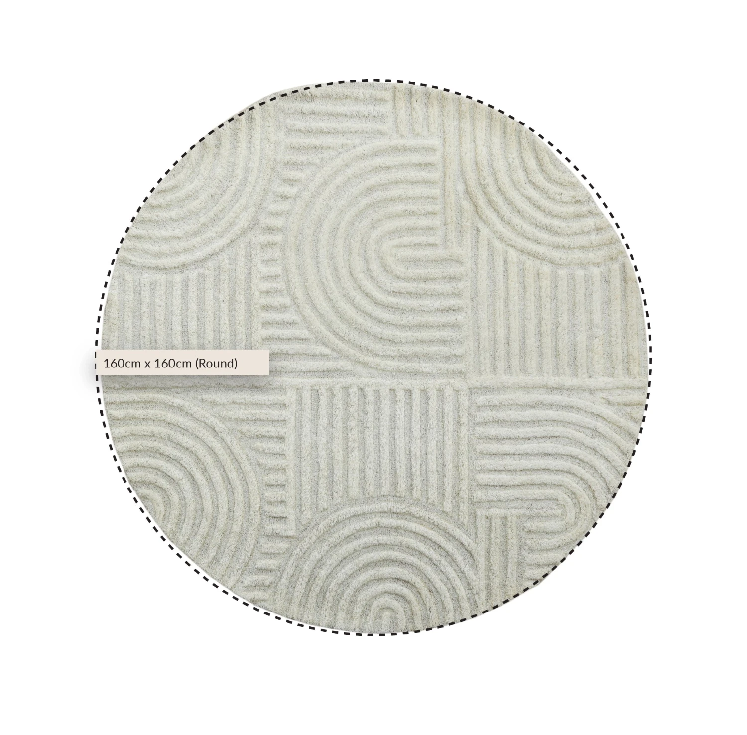 Geo Curve Cream Hand Tufted New Zealand Wool Round Rug 3 Geo Curve Cream Hand Tufted New Zealand Wool Round Rug - Image 3