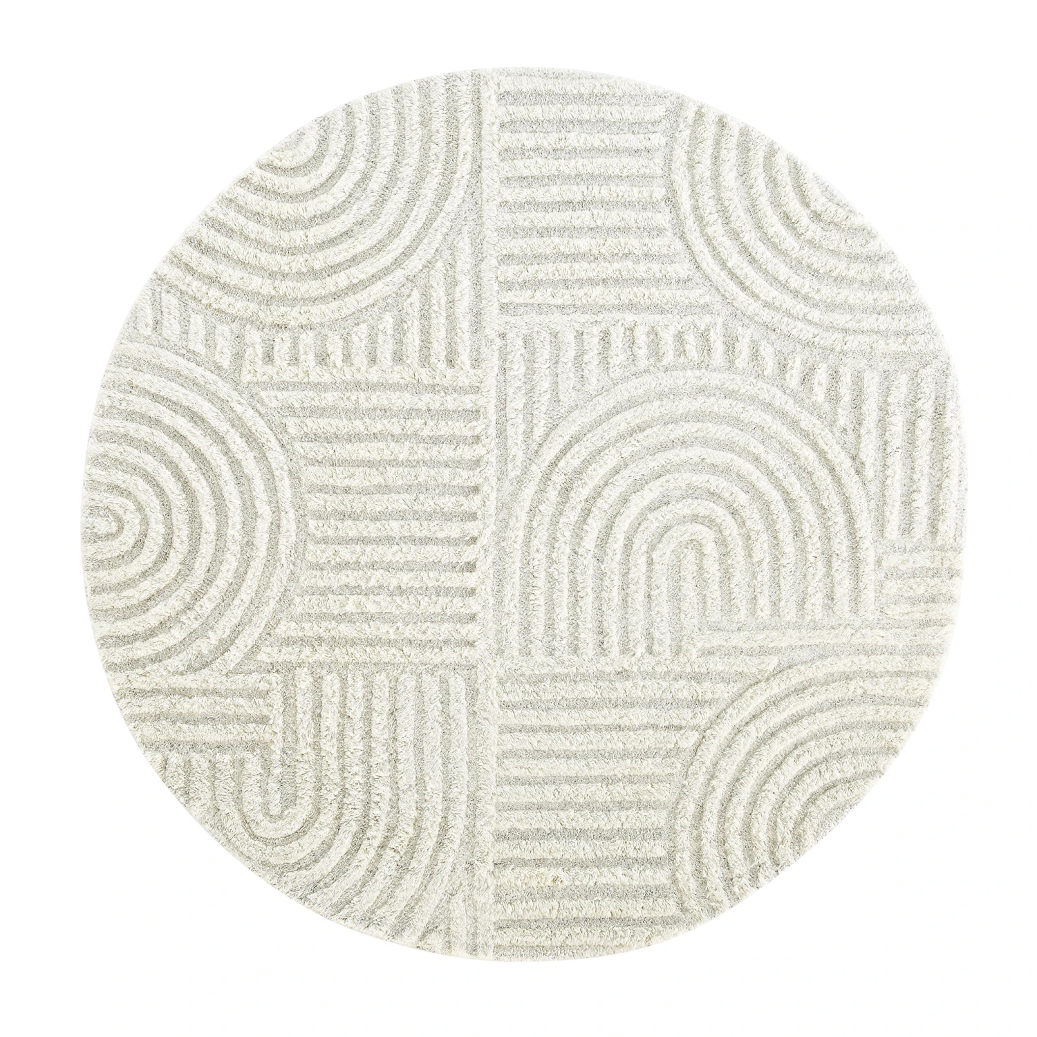 Geo Curve Cream Hand Tufted New Zealand Wool Round Rug 1 Geo Curve Cream Hand Tufted New Zealand Wool Round Rug