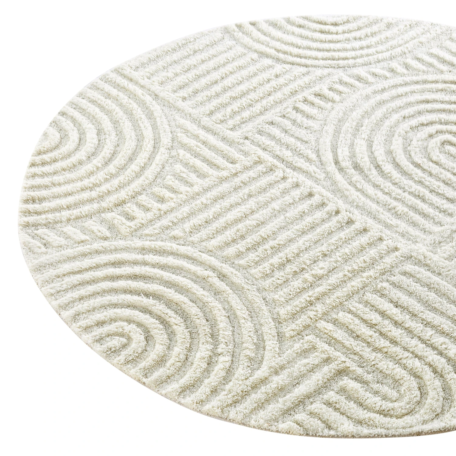 Geo Curve Cream Hand Tufted New Zealand Wool Round Rug 2 Geo Curve Cream Hand Tufted New Zealand Wool Round Rug - Image 2