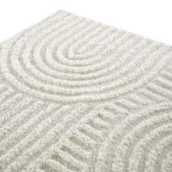 Geo Curve Cream Hand Tufted New Zealand Wool Rectangular Rug -Daals Store KI GEOCURVE RUG detail1