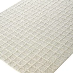 Harlem Cream Wool And Jute Checkered Hand Tufted Rectangular Rug -Daals Store KI HARLEM RUG detail1
