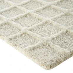 Harlem Cream Wool And Jute Checkered Hand Tufted Rectangular Rug -Daals Store KI HARLEM RUG detail2