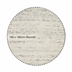 Indra Light Grey Handwoven Wool & Jute Round Rug - 160cm Textured Circular Area Rug -Daals Store KI INDRA RUG LTGREY ROUND CHART