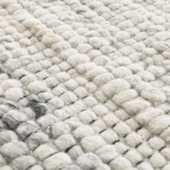 Indra Light Grey Handwoven Wool & Jute Round Rug - 160cm Textured Circular Area Rug -Daals Store KI INDRA RUG LTGREY ROUND detail2