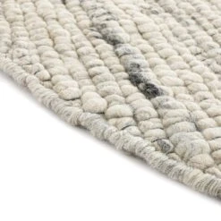 Indra Light Grey Handwoven Wool & Jute Round Rug - 160cm Textured Circular Area Rug -Daals Store KI INDRA RUG LTGREY ROUND detail3