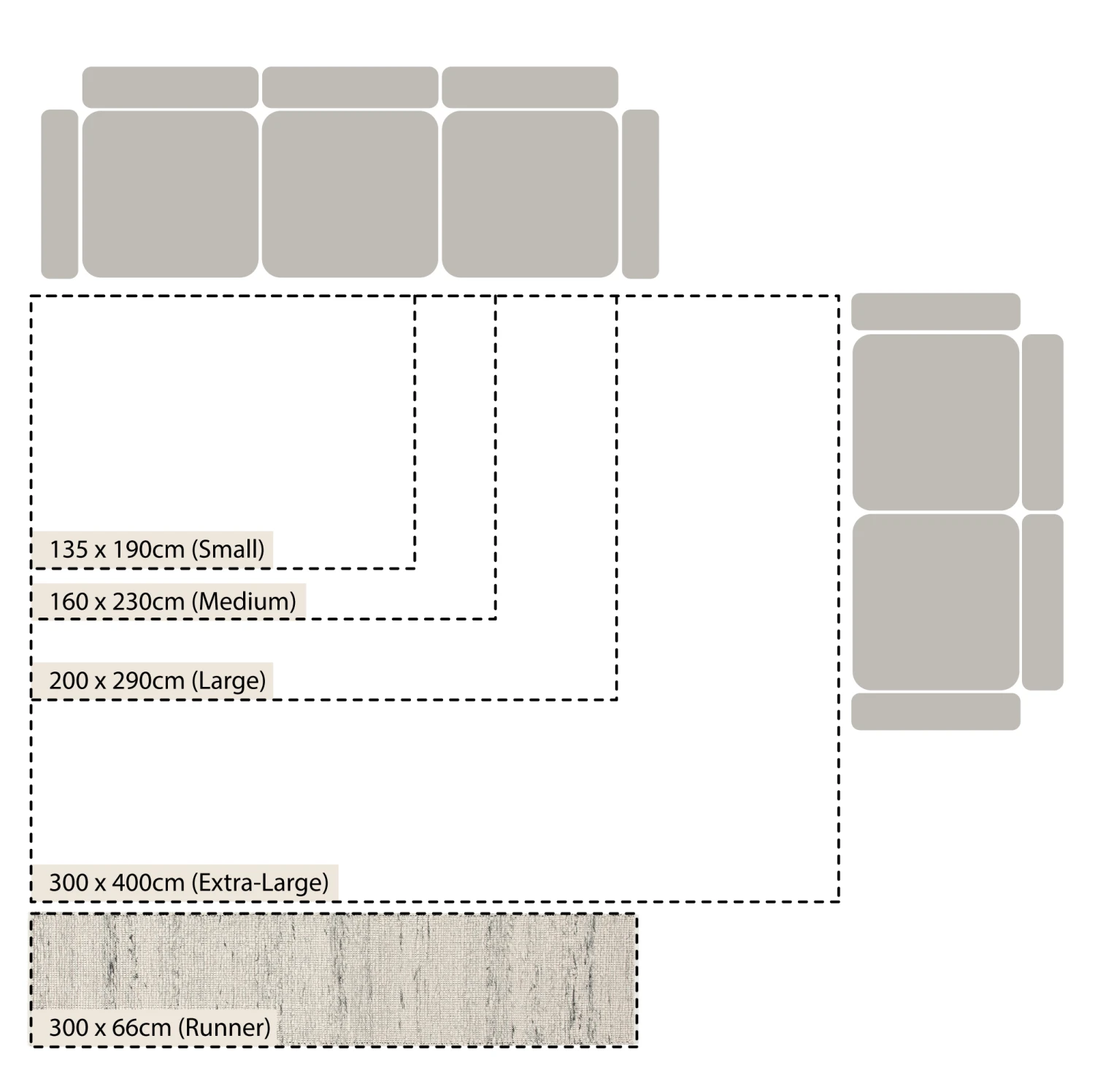 Indra Light Grey Variegated Handwoven Wool & Jute Runner - 300x66cm Hallway Rug 3 Indra Light Grey Variegated Handwoven Wool & Jute Runner - 300x66cm Hallway Rug - Image 3