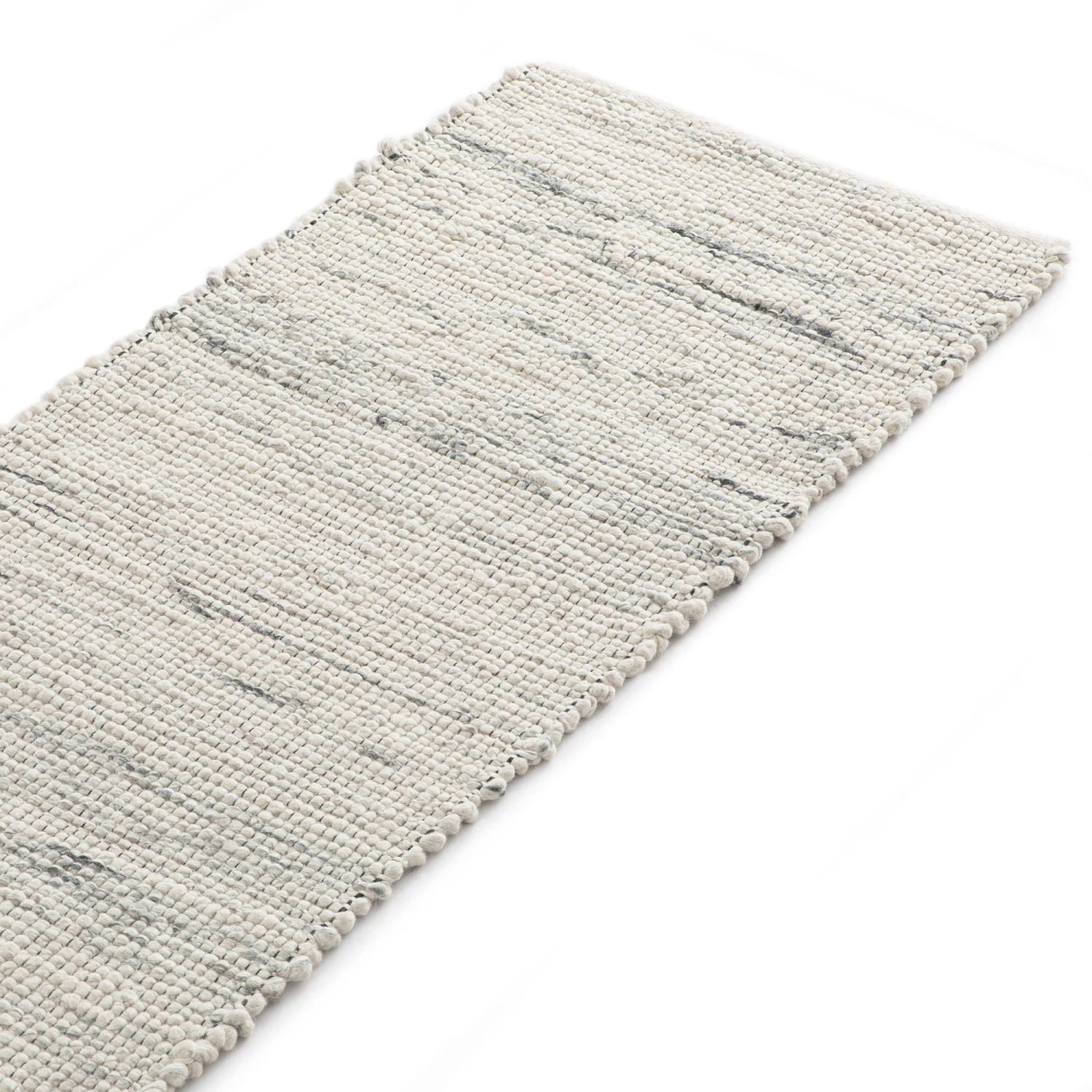 Indra Light Grey Variegated Handwoven Wool & Jute Runner - 300x66cm Hallway Rug 2 Indra Light Grey Variegated Handwoven Wool & Jute Runner - 300x66cm Hallway Rug - Image 2