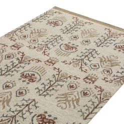 Kadiri Ikat Hand Tufted Wool Rug β Deep Red & Blue Geometric Traditional Indian Area Rug 12 Kadiri Ikat Hand Tufted Wool Rug β Deep Red & Blue Geometric Traditional Indian Area Rug -Daals Store KI KADIRI RUG detail1