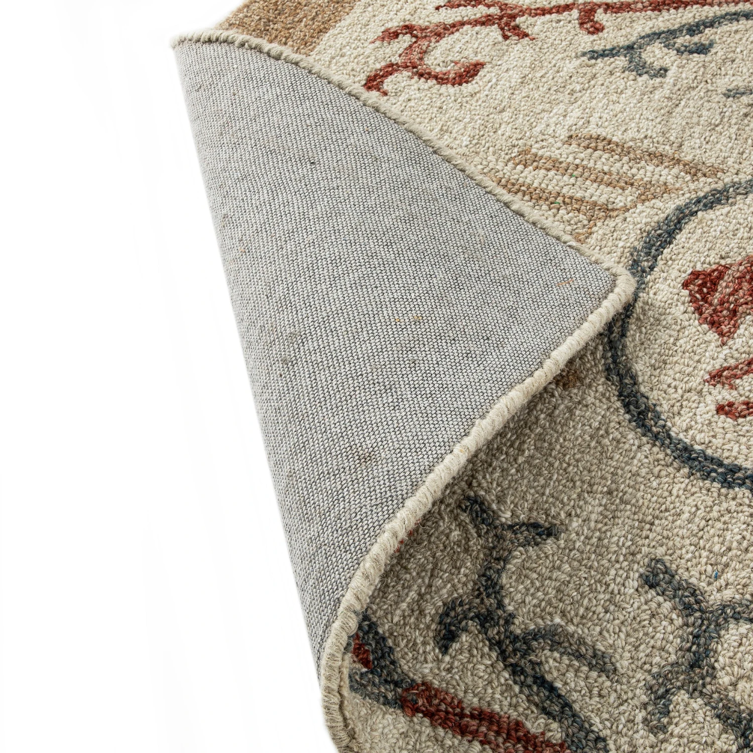 Kadiri Ikat Hand Tufted Wool Rug β Deep Red & Blue Geometric Traditional Indian Area Rug 8 Kadiri Ikat Hand Tufted Wool Rug β Deep Red & Blue Geometric Traditional Indian Area Rug - Image 8