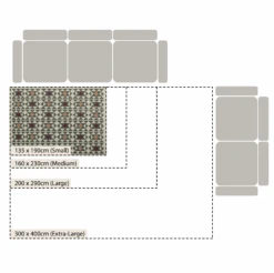 Kamala Geometric Handwoven Wool Rug – Olive Green, Ochre & Maroon Bespoke Flat-Woven Design -Daals Store KI KAMALA RUG CHART