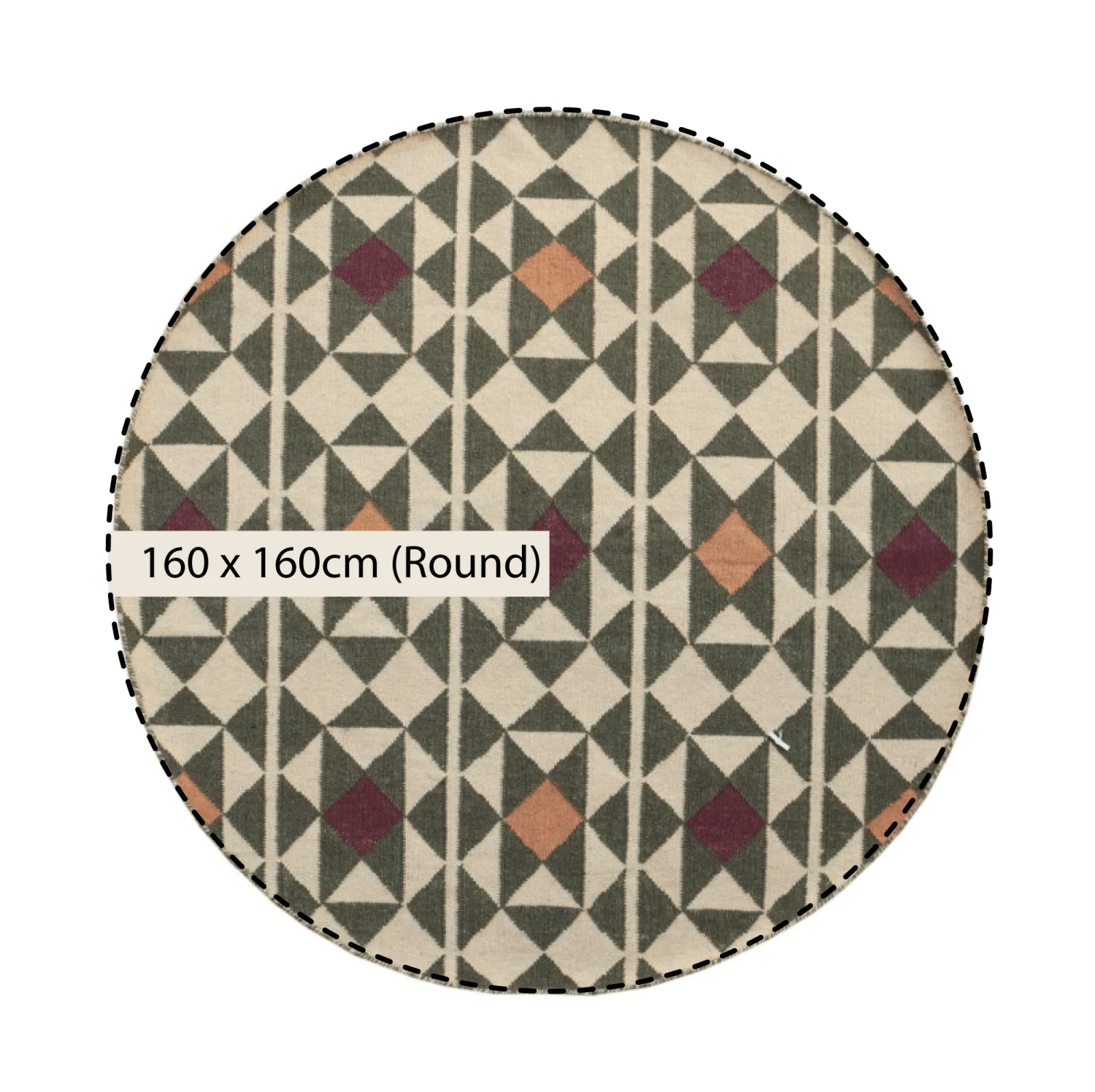Kamala Geometric Olive & Ochre Round Wool Rug β Handwoven Flat-Weave Artisan Design 3 Kamala Geometric Olive & Ochre Round Wool Rug β Handwoven Flat-Weave Artisan Design - Image 3