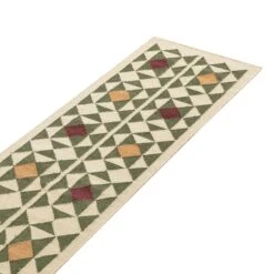 Kamala Geometric Olive and Ochre Handwoven Wool Runner - 300x66cm Flatweave Rug -Daals Store KI KAMALA RUG RUNNER detail1