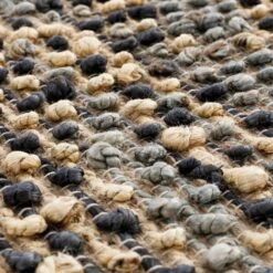 Kansas Bobble Round Rug – Grey & Beige Handwoven Hemp & Cotton Textured Area Rug (160cm) -Daals Store KI KANSAS RUG ROUND detail3