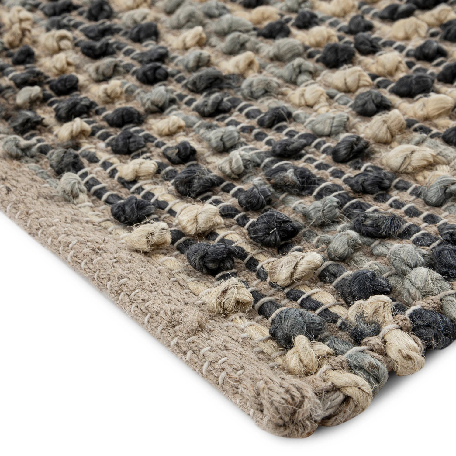 Kansas Bobble Grey Hemp & Cotton Handwoven Rug 4 Kansas Bobble Grey Hemp & Cotton Handwoven Rug - Image 4