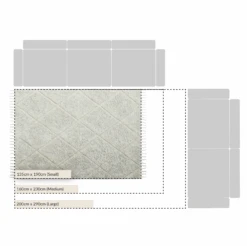 Lexi Neutral Cream Geometric Diamond – Hand Tufted New Zealand Wool Rectangular Rug with Tassels -Daals Store KI LEXI RUG CHART