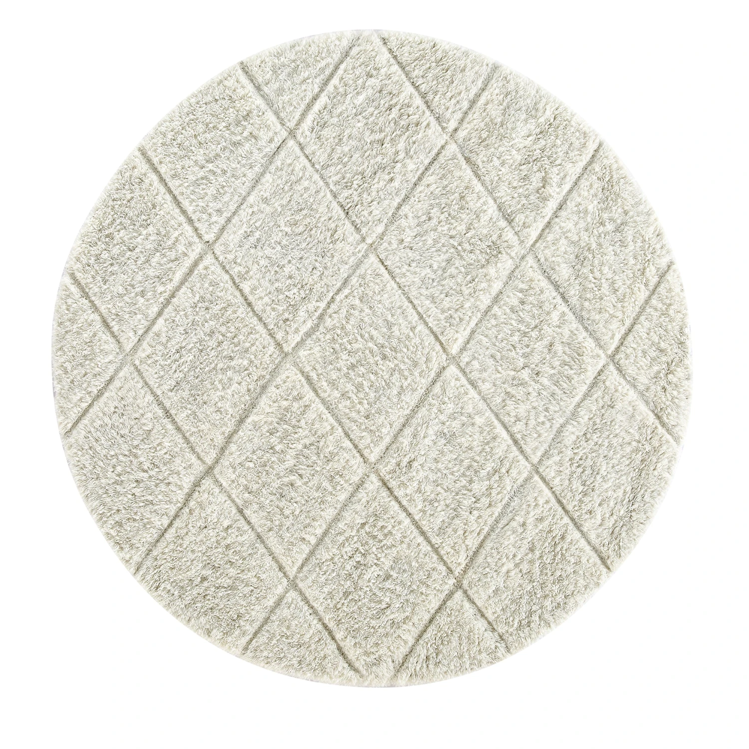 Lexi Round Geometric Diamond Hand-Tufted Rug β Neutral Cream & Grey 100% New Zealand Wool 1 Lexi Round Geometric Diamond Hand-Tufted Rug β Neutral Cream & Grey 100% New Zealand Wool