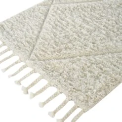 Lexi Cream Neutral Geometric Diamond – Hand Tufted New Zealand Wool 3D Runner Rug -Daals Store KI LEXI RUNNER detail2