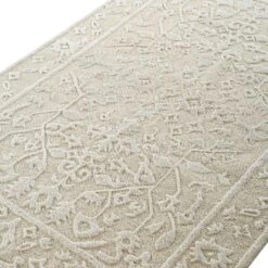 Lourdes Hand Tufted And Textured Cream Wool Rug -Daals Store KI LOURDES RUG detail1