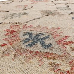 Matalya Kilim 160cm Round Handwoven Rug – Cream Aztec Jute & Wool Flat-Woven Traditional Area Rug -Daals Store KI MATALYA RUG KILIM ROUND detail3