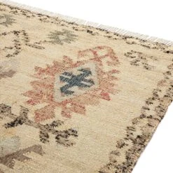 Matalya Kilim Handwoven Wool & Jute Cream Rug – Aztec Geometric Traditional Flatweave -Daals Store KI MATALYA RUG KILIM detail2