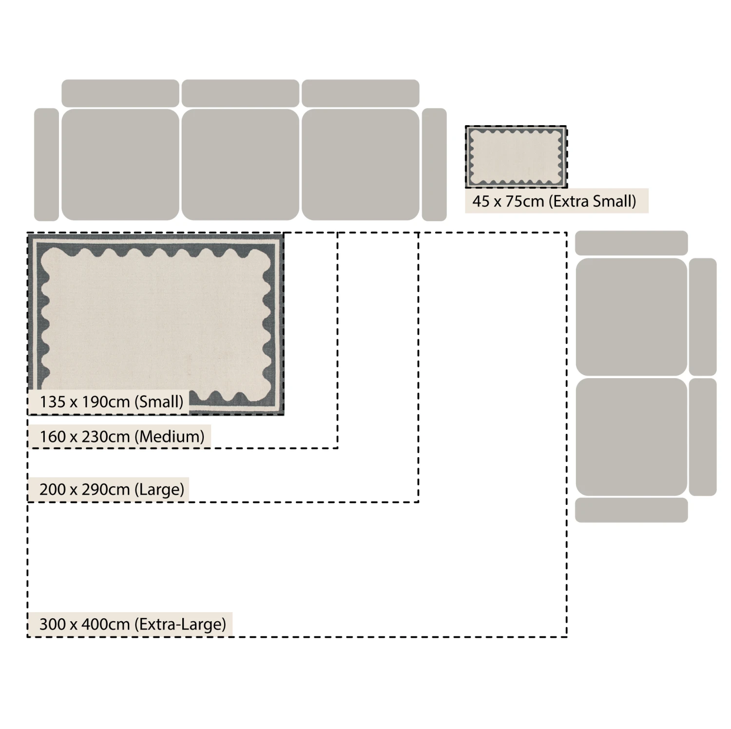 Matilda Blue Scallop Border Handwoven Wool Rug 5 Matilda Blue Scallop Border Handwoven Wool Rug - Image 5