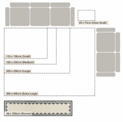 Matilda Cream with Blue Scallop Border – Handwoven 100% Wool Flat-Woven Runner Rug -Daals Store KI MATILDA RUG BLUE RUNNER CHART