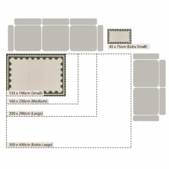 Matilda Cream and Olive Green Scalloped Border – Handwoven Wool Flatweave Rug -Daals Store KI MATILDA RUG OLIVE CHART