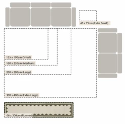 Matilda Olive Green Scallop Border – Cream & Olive Handwoven Wool Runner Rug -Daals Store KI MATILDA RUG OLIVE RUNNER CHART