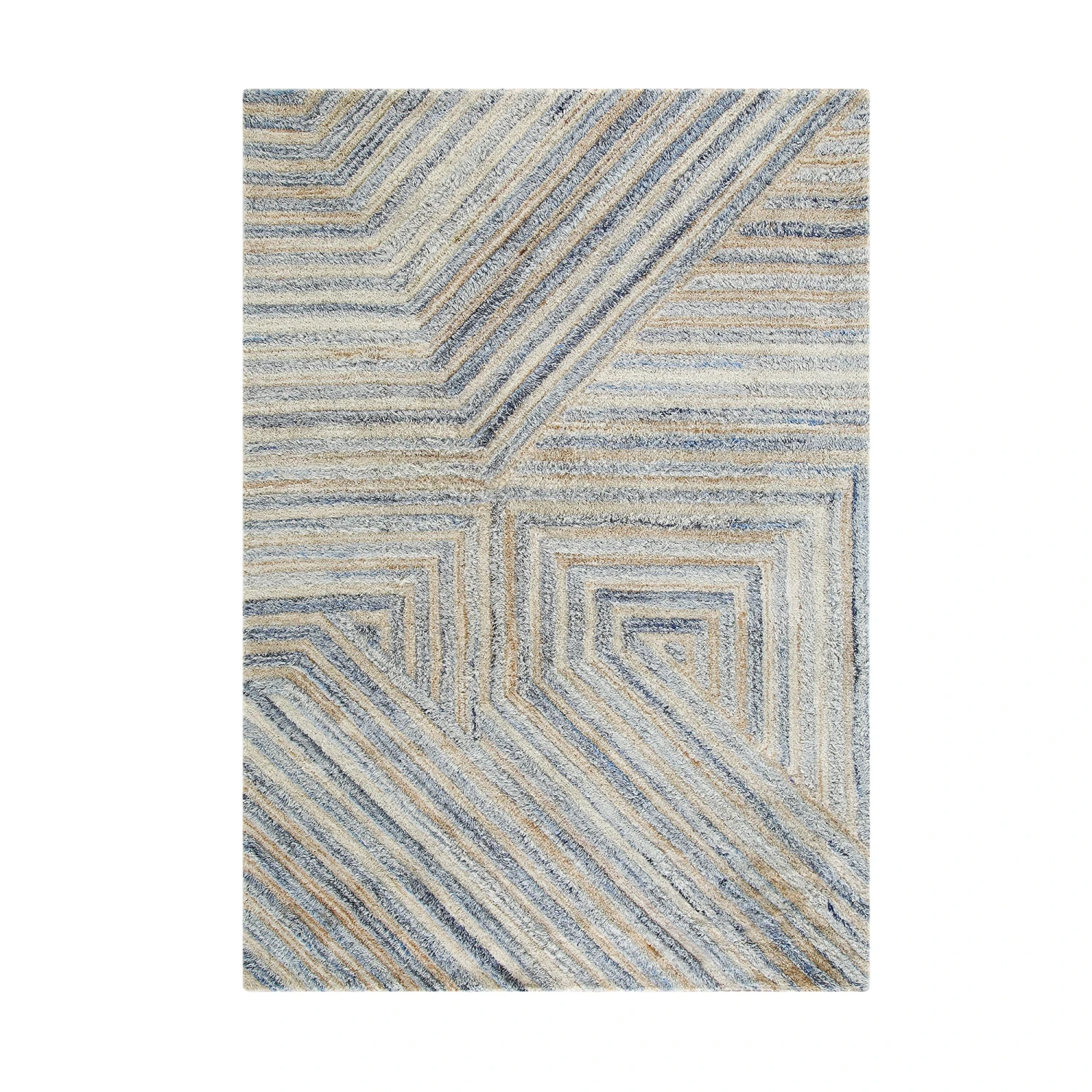 Nimbus Blue Hand Tufted New Zealand Wool Rectangular Rug 1 Nimbus Blue Hand Tufted New Zealand Wool Rectangular Rug