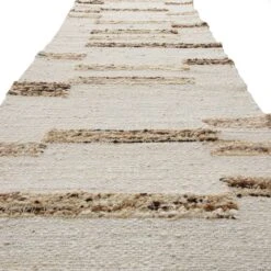Noa Linear Cream Handwoven Wool Runner – Neutral Beige and Brown Textured Flatweave Rug -Daals Store KI NOA RUG RUNNER detail2
