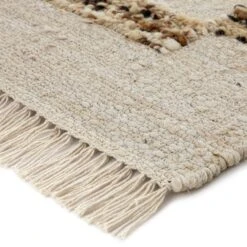 Noa Linear Cream Handwoven Wool Runner – Neutral Beige and Brown Textured Flatweave Rug -Daals Store KI NOA RUG RUNNER detail3