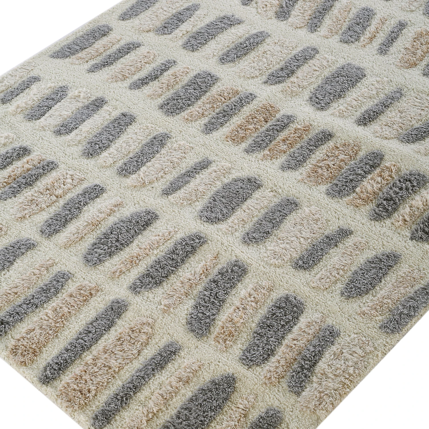 Pebble Hand Tufted New Zealand Wool Rug β Neutral Cream & Grey High-Low Pile Textured Area Rug 5 Pebble Hand Tufted New Zealand Wool Rug β Neutral Cream & Grey High-Low Pile Textured Area Rug - Image 5