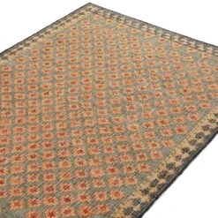 Safi Kilim Deep Orange and Blue Handwoven Jute & Cotton Geometric Rug -Daals Store KI SAFI RUG KILIM detail1