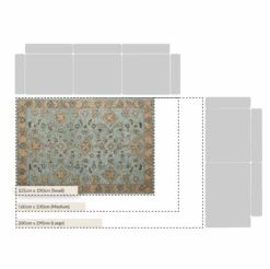 Savana Dusky Blue & Golden Beige Hand Tufted 100% Wool Rug – Traditional Persian Floral Design -Daals Store KI SAVANA RUG CHART