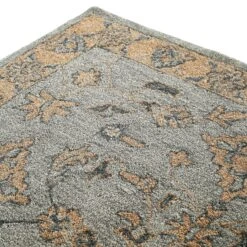 Savana Dusky Blue & Golden Beige Hand Tufted 100% Wool Rug – Traditional Persian Floral Design -Daals Store KI SAVANA RUG detail3