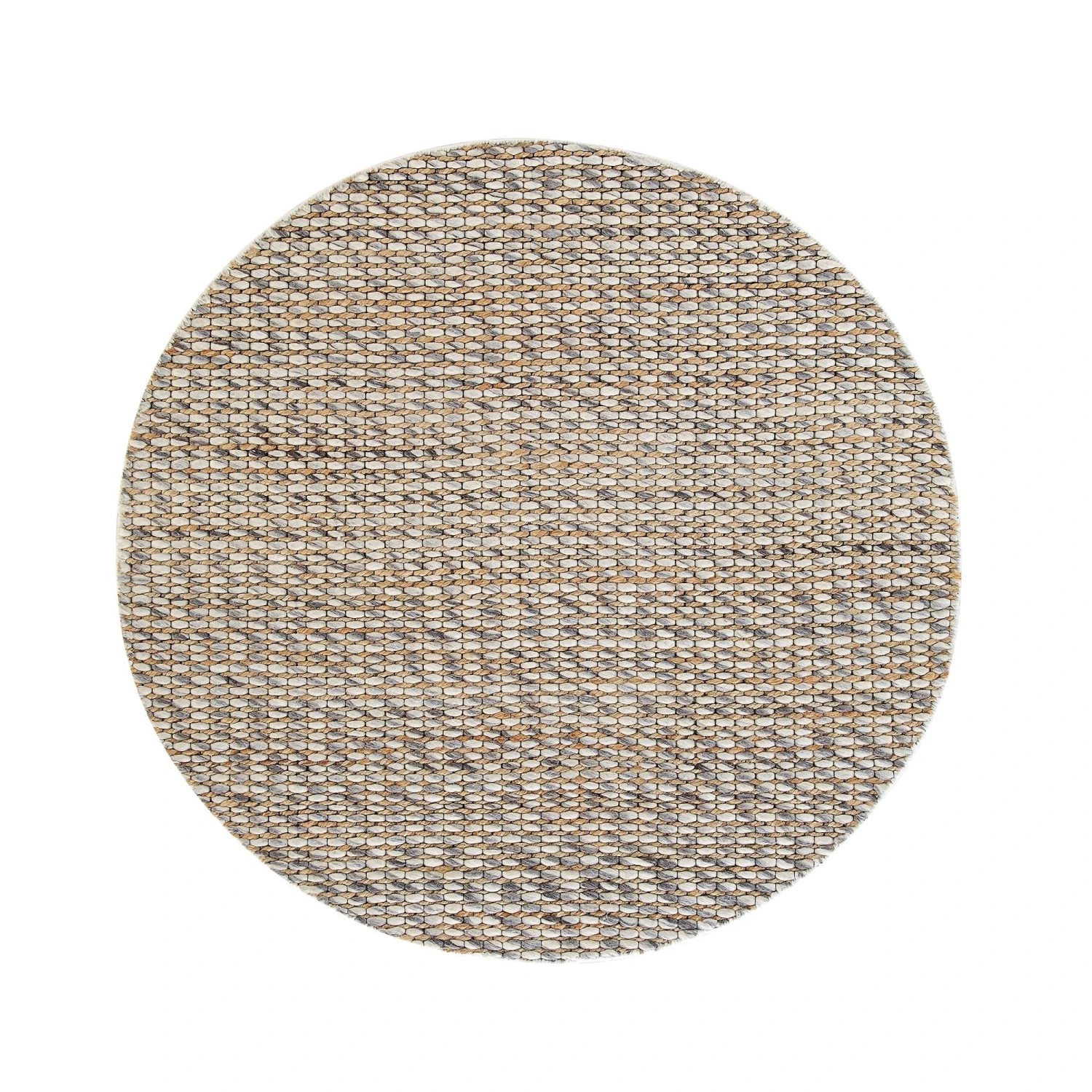 Kerala Variegated Neutral Wool and Jute Round Rug β Hand-Braided Eco-Friendly Flatweave 1 Kerala Variegated Neutral Wool and Jute Round Rug β Hand-Braided Eco-Friendly Flatweave