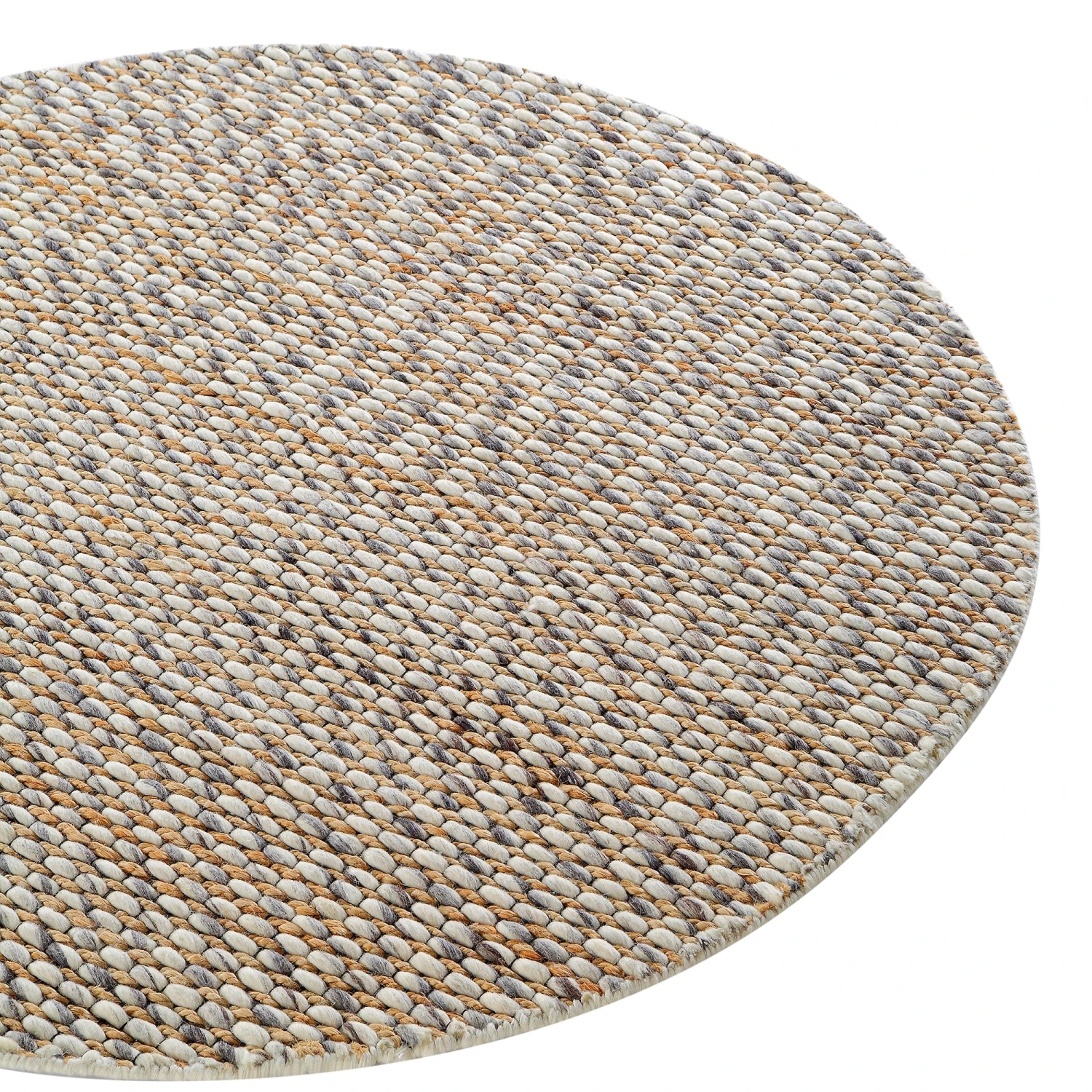 Kerala Variegated Neutral Wool and Jute Round Rug β Hand-Braided Eco-Friendly Flatweave 3 Kerala Variegated Neutral Wool and Jute Round Rug β Hand-Braided Eco-Friendly Flatweave - Image 3