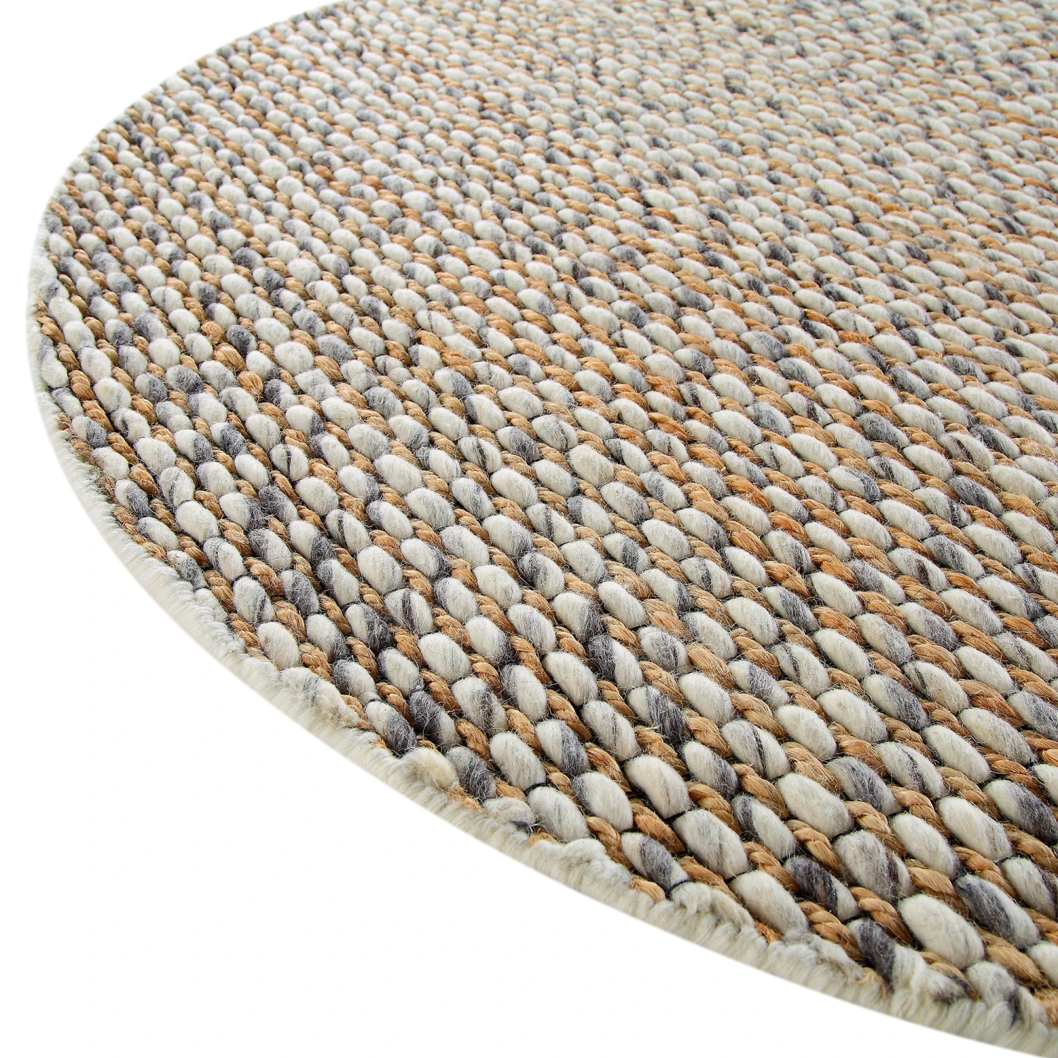 Kerala Variegated Neutral Wool and Jute Round Rug β Hand-Braided Eco-Friendly Flatweave 5 Kerala Variegated Neutral Wool and Jute Round Rug β Hand-Braided Eco-Friendly Flatweave - Image 5