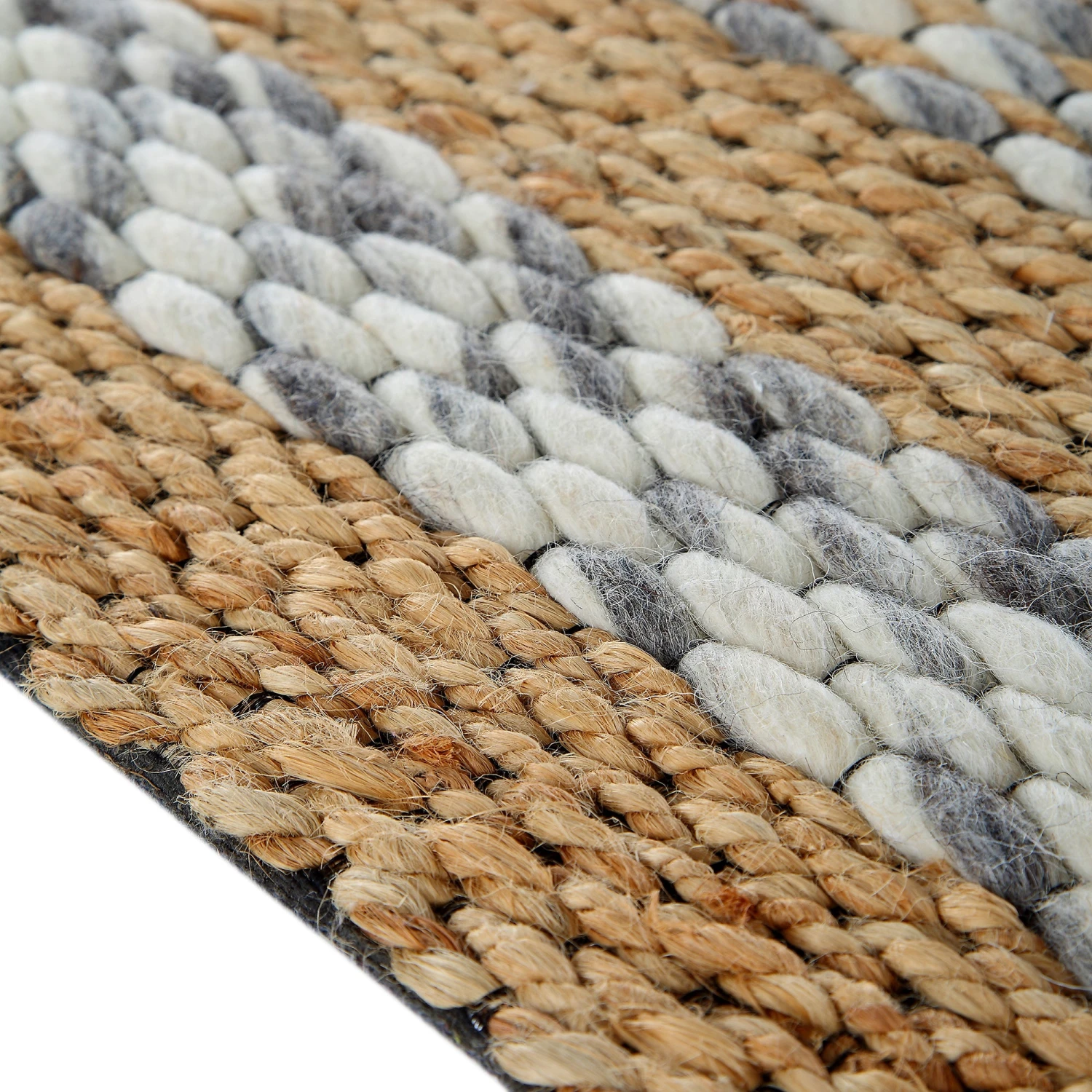 Kerala Variegated Wool And Jute Hand Braided Rug 8 Kerala Variegated Wool And Jute Hand Braided Rug - Image 8