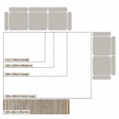 Kerala Variegated Wool & Jute Hand Braided Runner – Neutral Rustic Hallway Rug (300 x 66 cm) -Daals Store KI VARJUTE RUNNER CHART