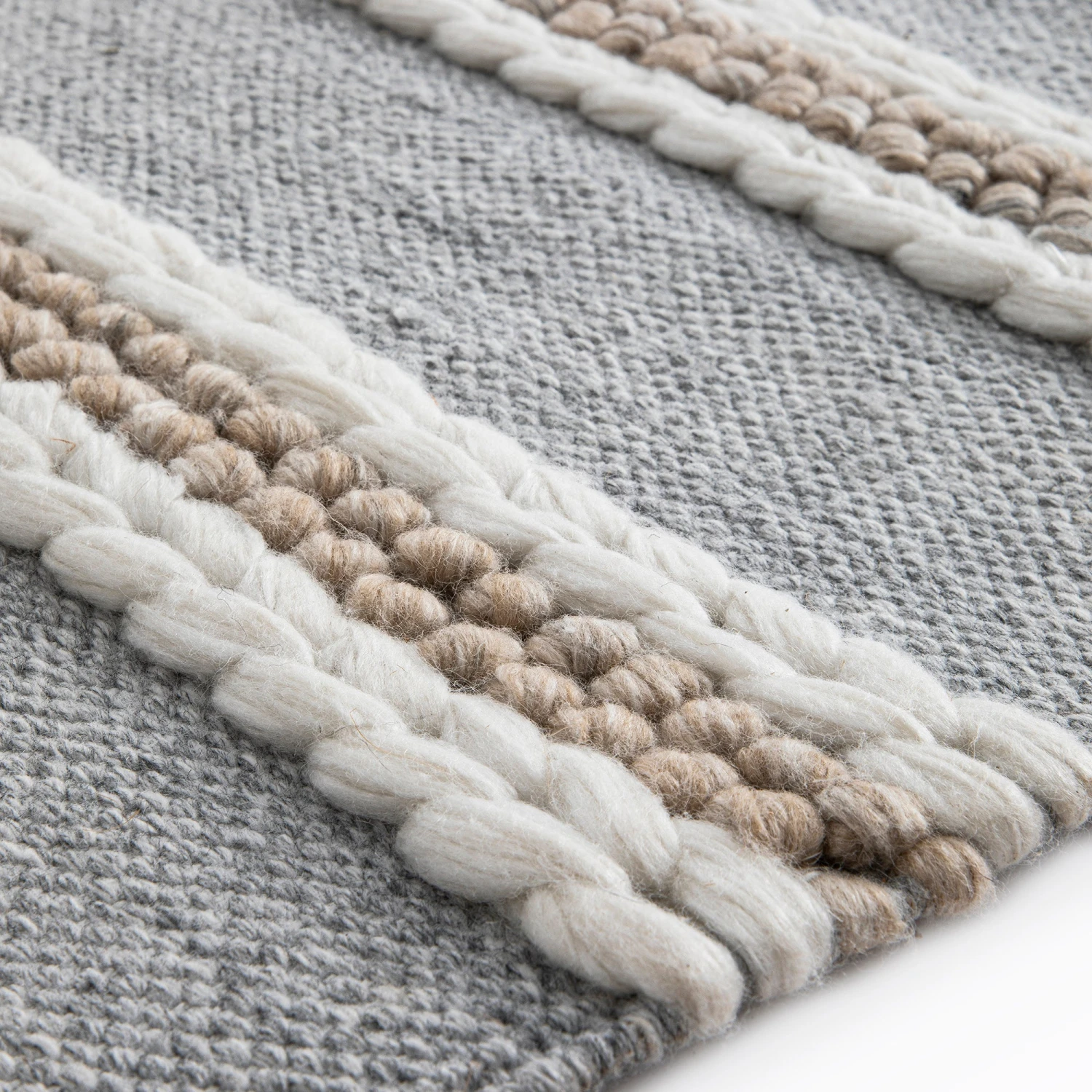 Villa Stripe Indoor Outdoor Handwoven Grey Rug 6 Villa Stripe Indoor Outdoor Handwoven Grey Rug - Image 6