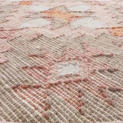 Yasmin Kilim Pink Handwoven Wool & Jute Round Rug -Daals Store KI YASMIN RUG KILIM ROUND detail2