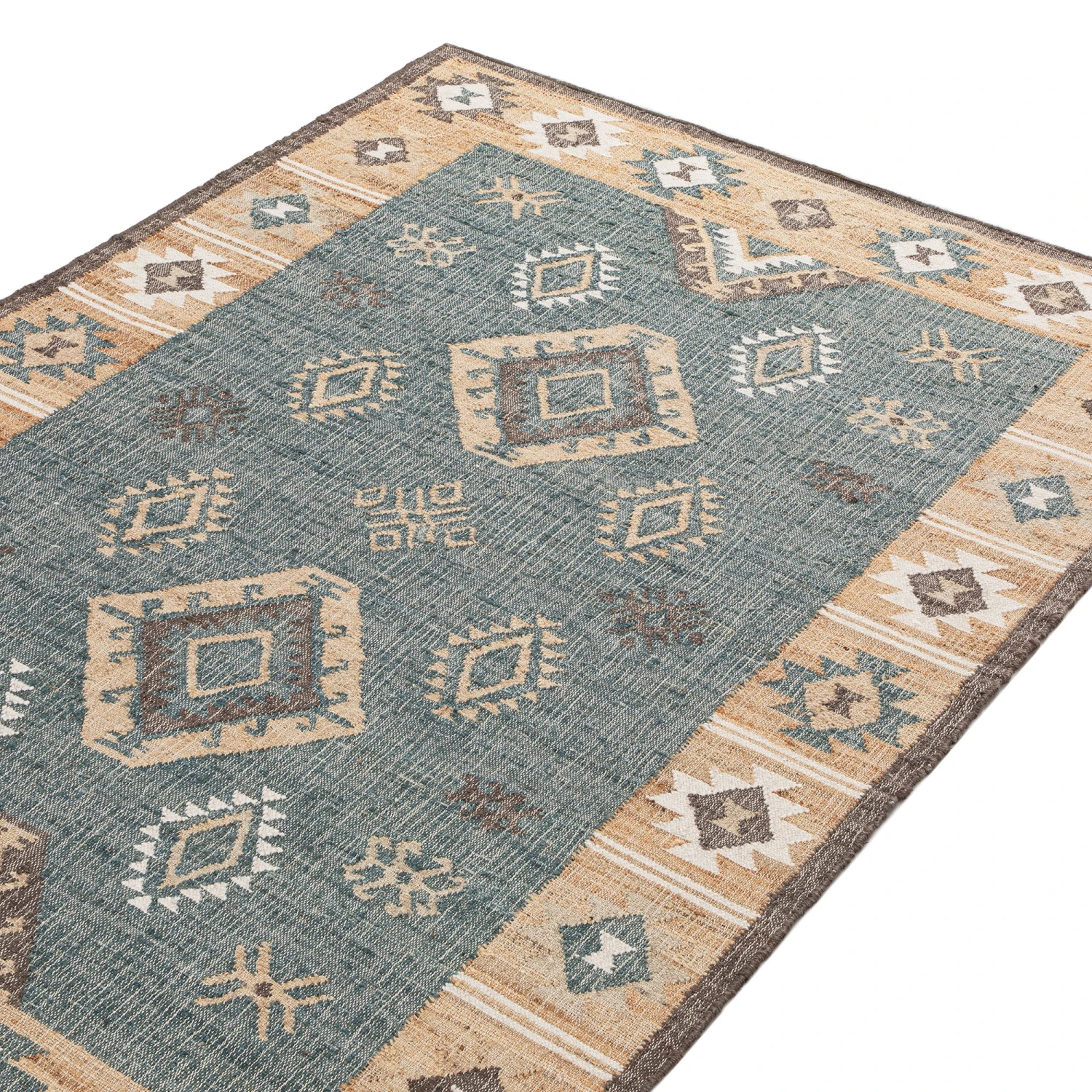 Zaida Kilim Traditional Handwoven Wool & Jute Rug 3 Zaida Kilim Traditional Handwoven Wool & Jute Rug - Image 3