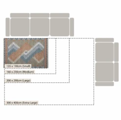 Zairya Kilim Handwoven Wool & Cotton Rug – Orange & Blue Mosaic Geometric Design with Tassels -Daals Store KI ZAIRYA RUG KILIM CHART