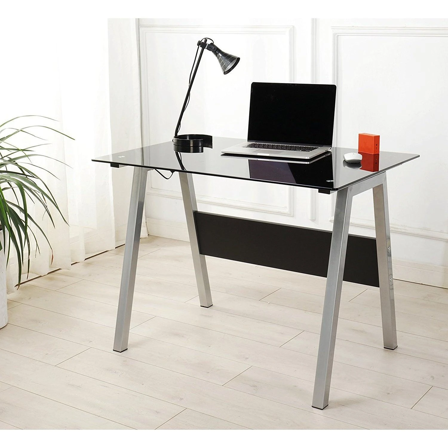 Tempered Glass Top Computer Desk 100 X 70 X 75 Cm, Black 2 Tempered Glass Top Computer Desk 100 X 70 X 75 Cm, Black - Image 2