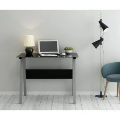 Tempered Glass Top Computer Desk 100 X 70 X 75 Cm, Black 6 Tempered Glass Top Computer Desk 100 X 70 X 75 Cm, Black -Daals Store LD511BLACK scene2